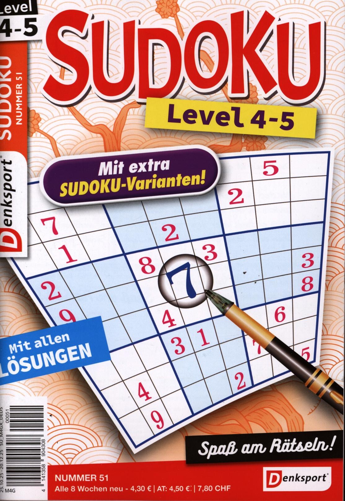 Denksport Sudoku Level 4-5 51/2025 Denksport Sudoku Level 4-5 51/2025