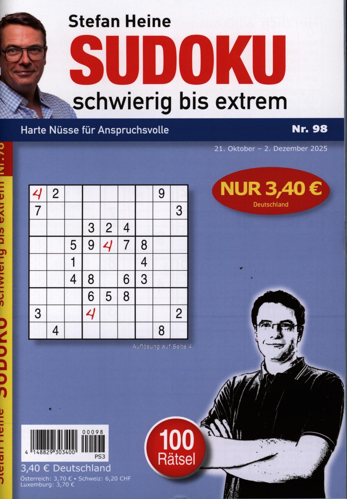 Sudoku schwierig bis extrem 98/2025