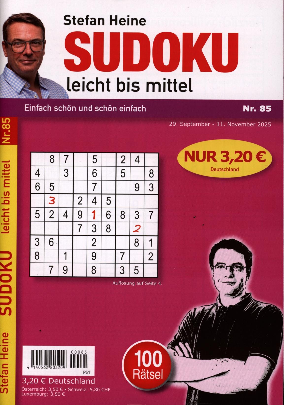 Sudoku leicht bis mittel 85/2025