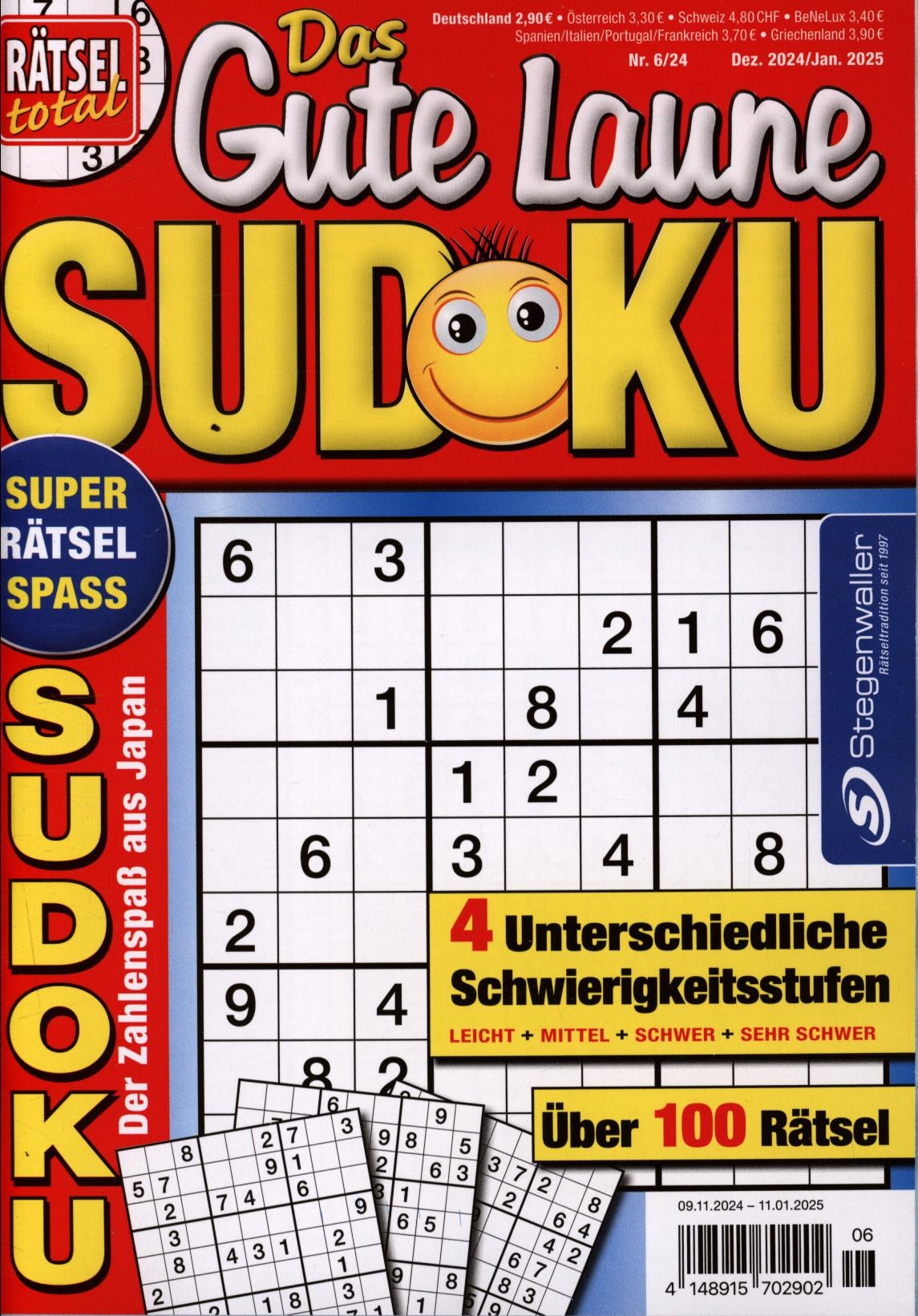 Rätsel total Das Gute Laune Sudoku 6/2024