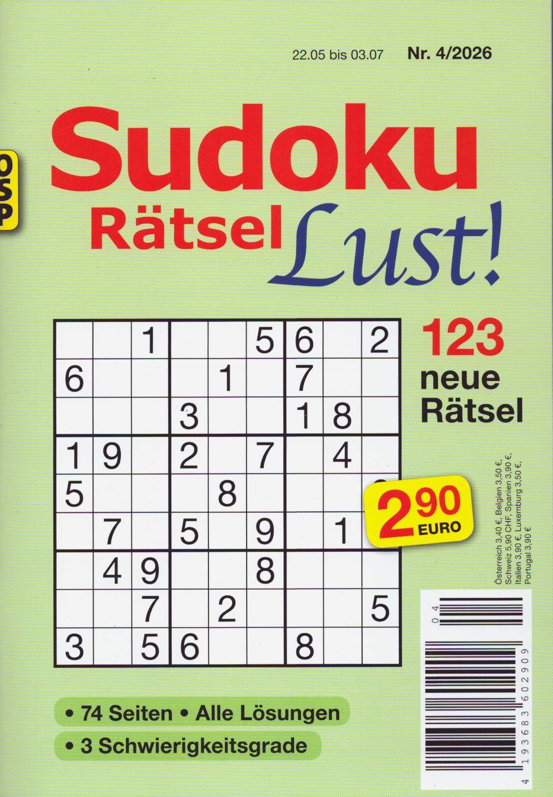 Sudoku Rätsel Lust 4/2026