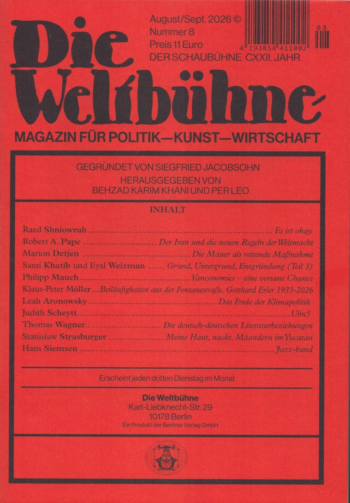 DIE WELTBÜHNE 8/2026
