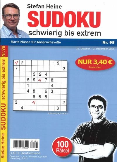 Sudoku schwierig bis extrem 98/2025 Sudoku schwierig bis extrem 98/2025
