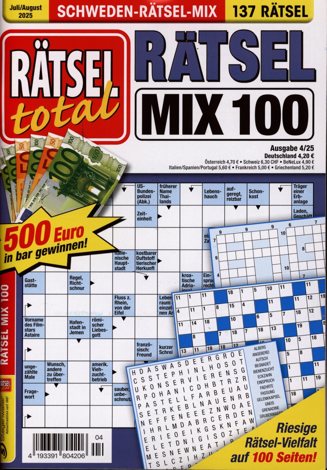 Rätsel total Kreuzworträtsel Mix 100 4/2025