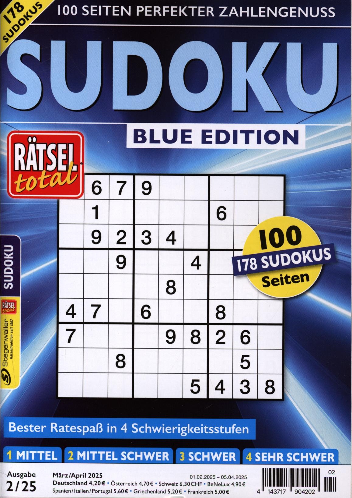 Rätsel total - Sudoku Blue Edition 2/2025