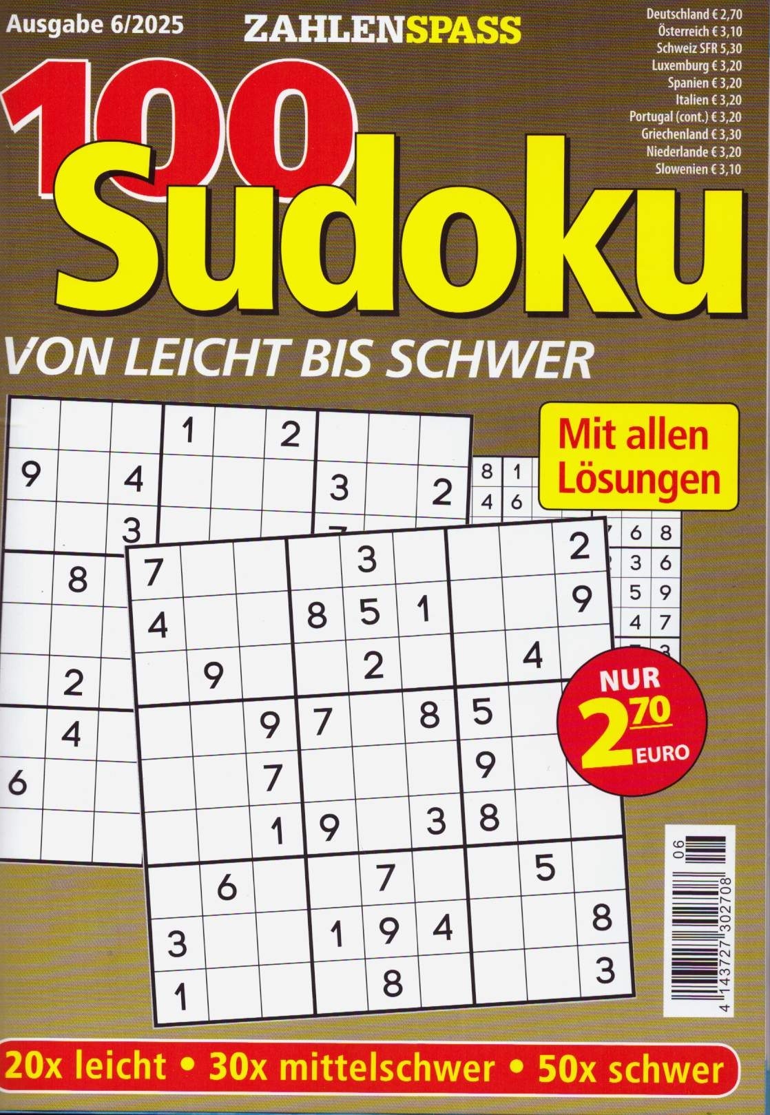 100 Sudoku leicht bis schwer 6/2025