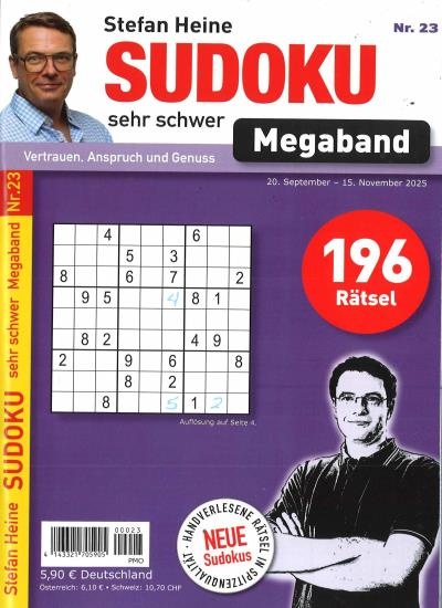 Sudoku sehr schwer MEGABAND 23/2025