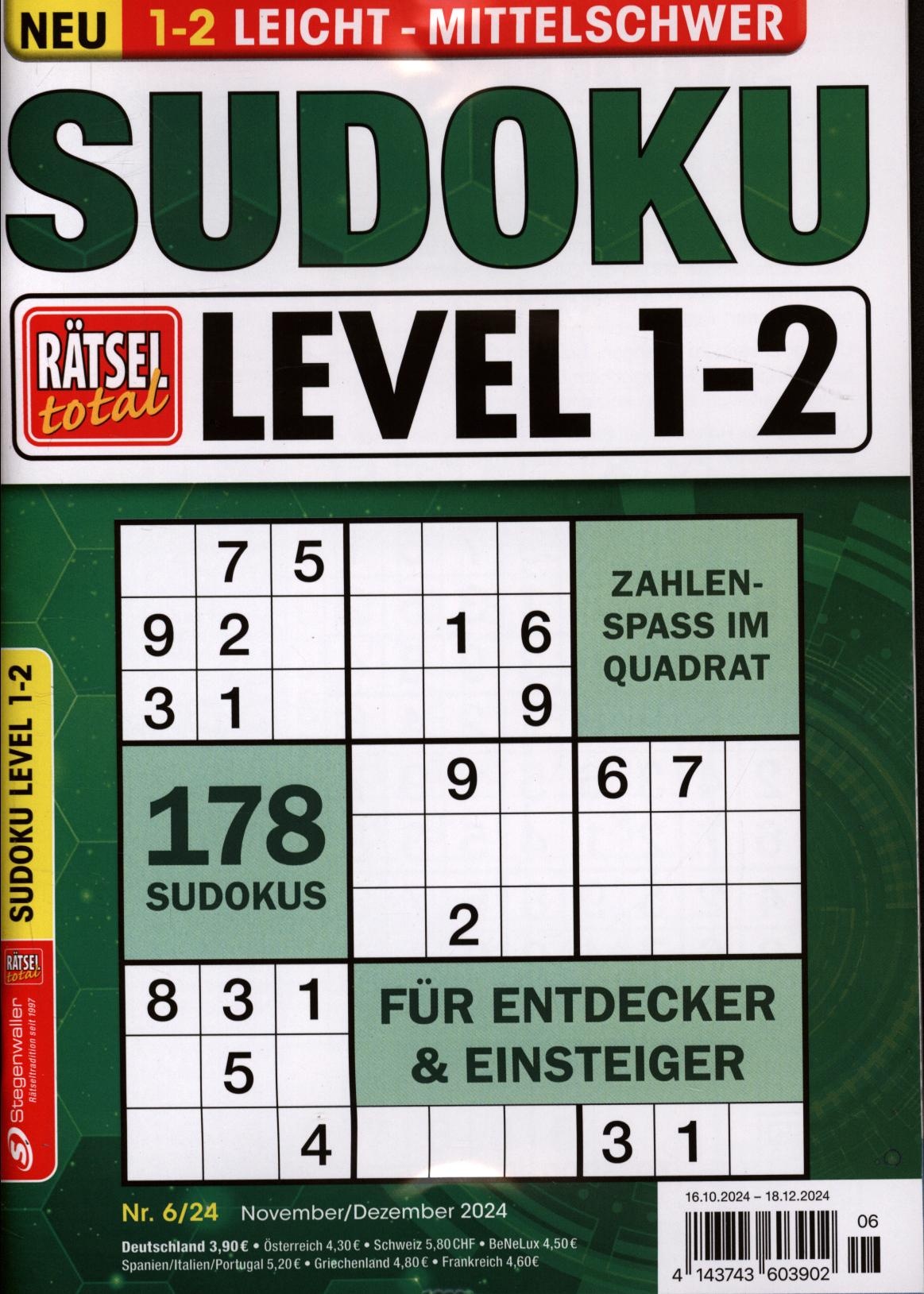 Rätsel total - Sudoku Level 1-2 6/2024