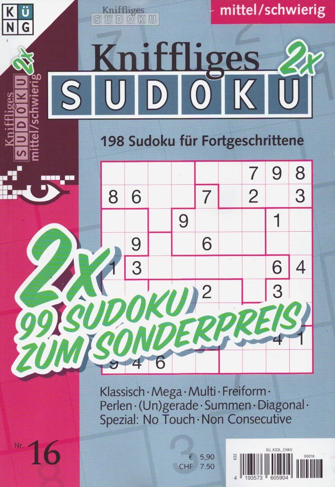 Kniffliges Sudoku 2 x 16/2026