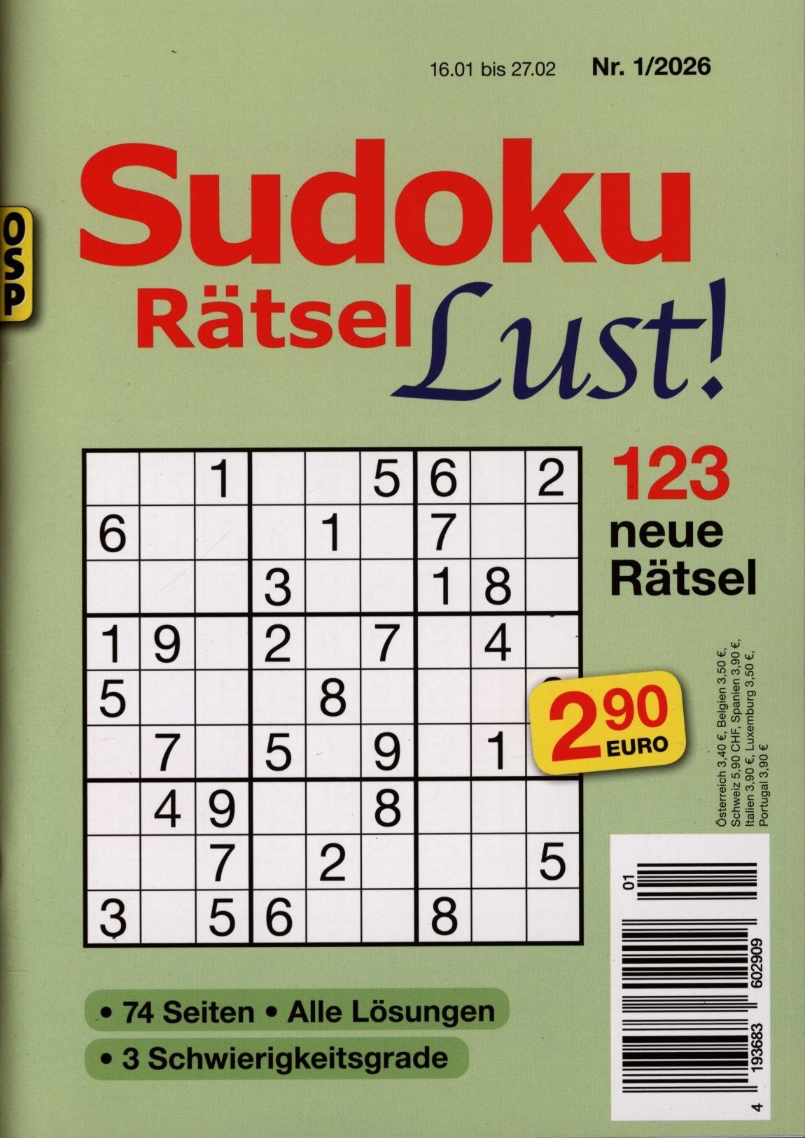 Sudoku Rätsel Lust 1/2026
