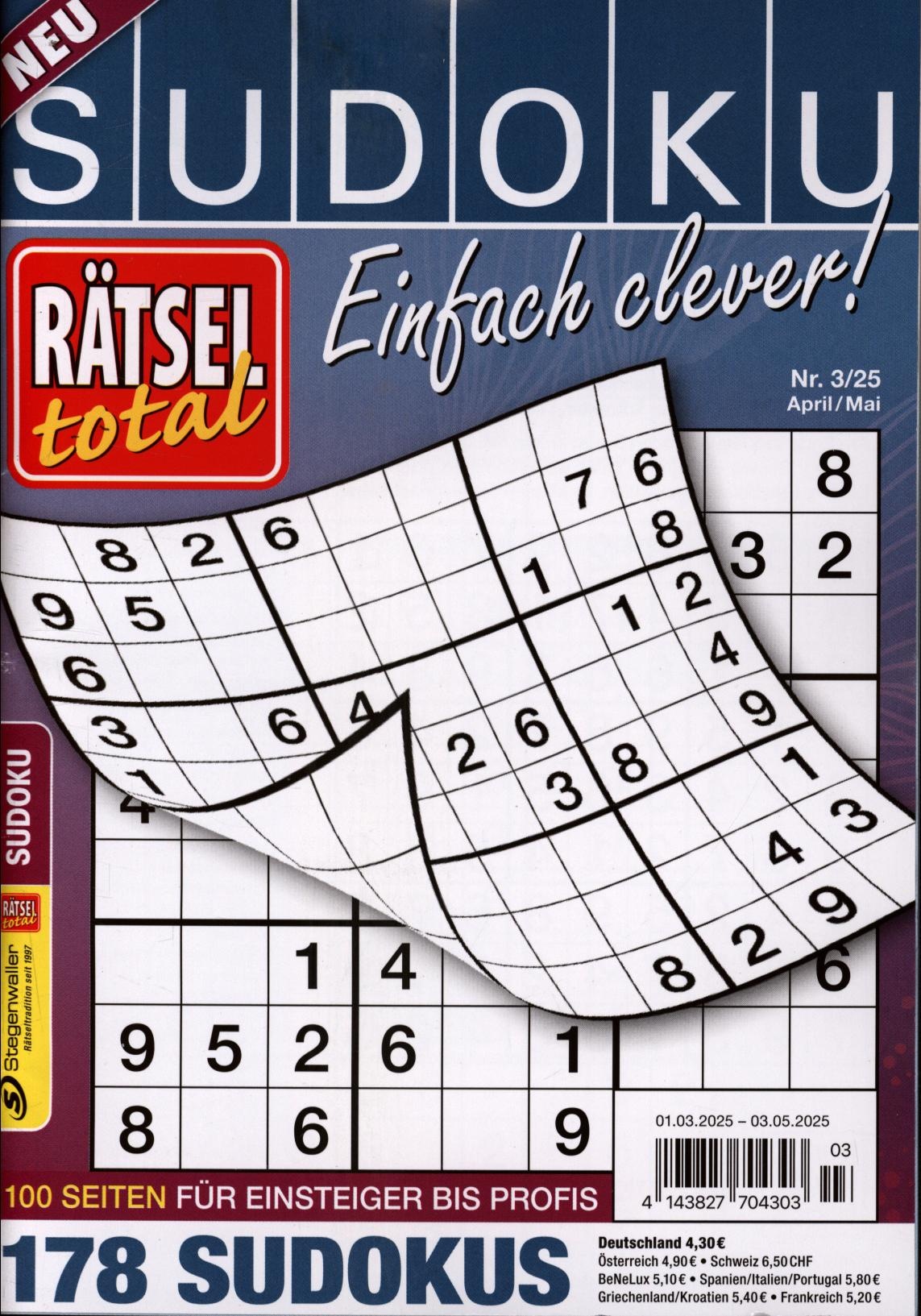 Rätsel total Sudoku Einfach clever 3/2025