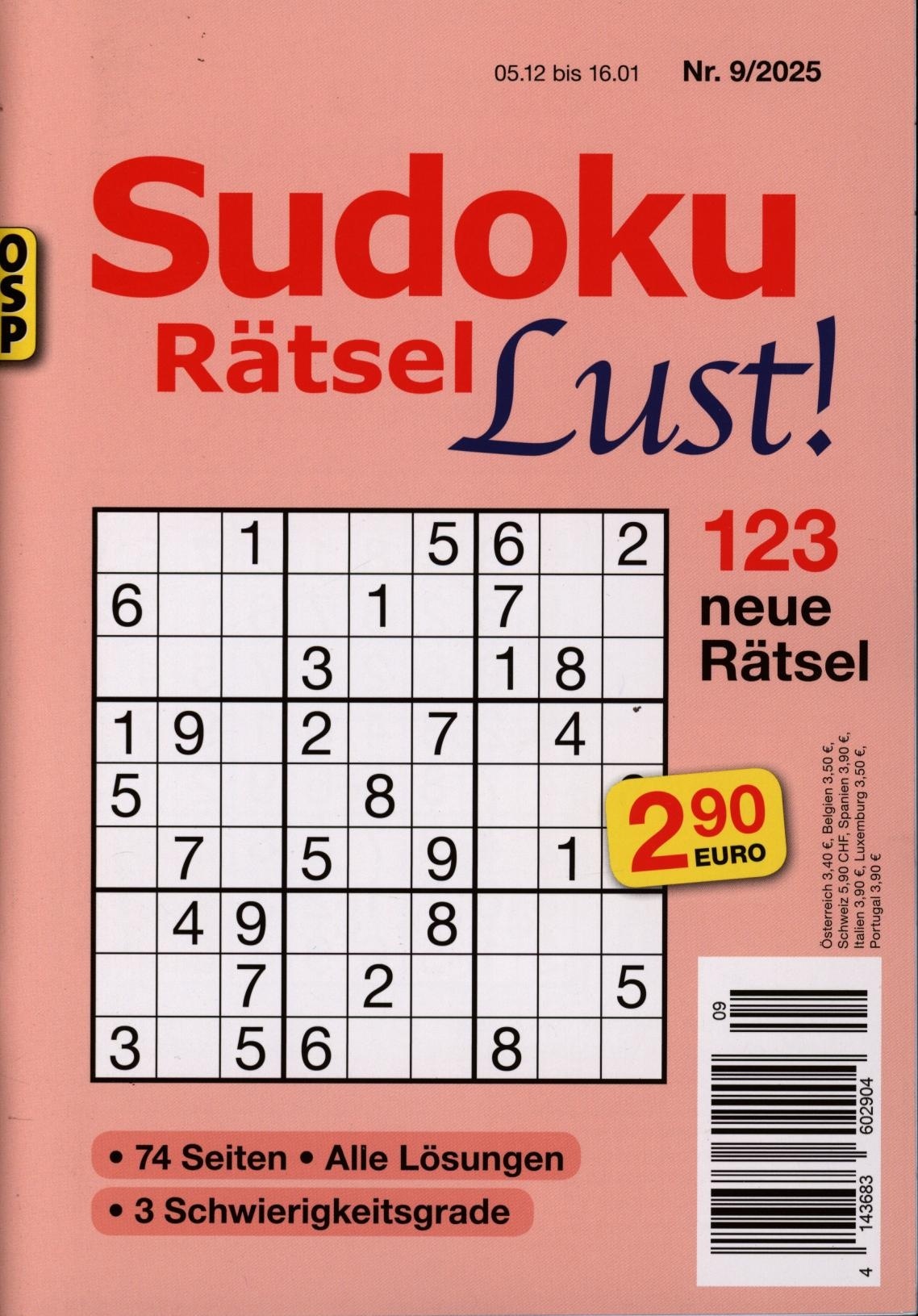 Sudoku Rätsel Lust 9/2025