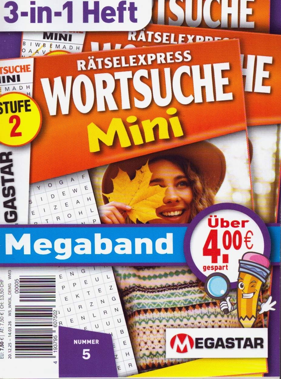 Rätselexpress Wortsuche Mini Megaband 3in1 5/2026