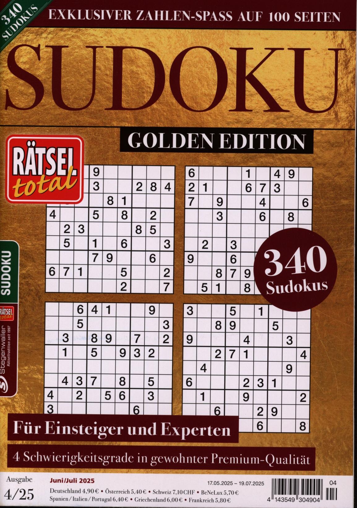 Rätsel total – Sudoku Edition Gold 4/2025