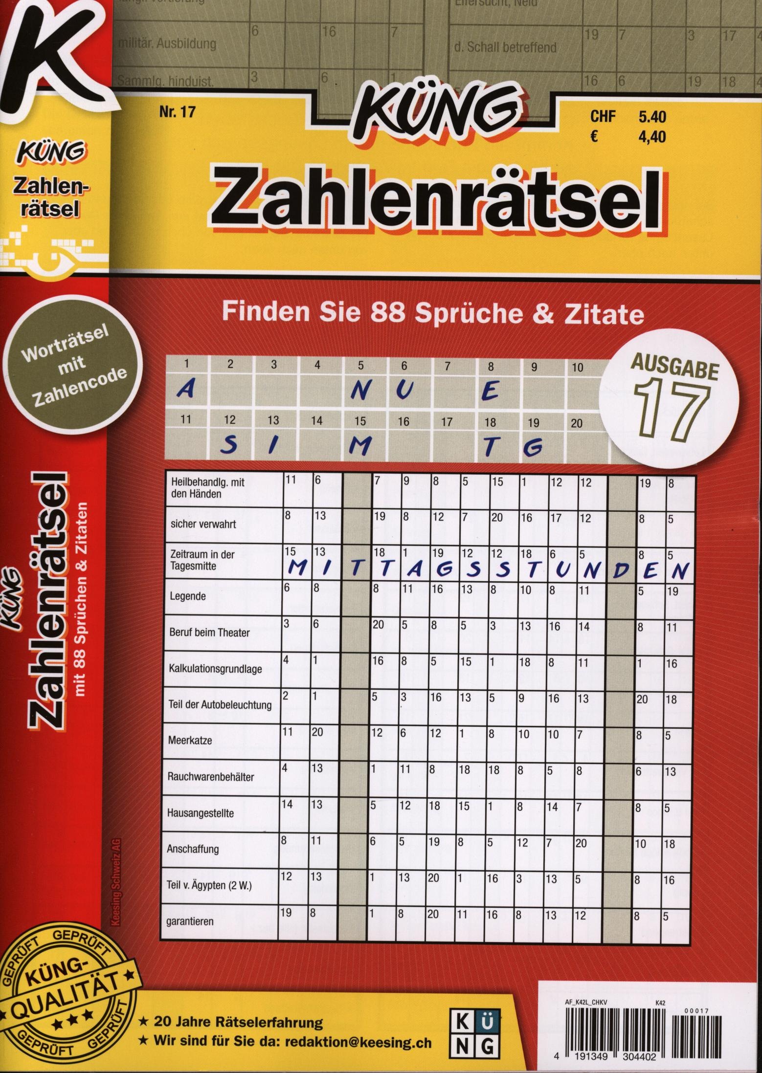 Küng Zahlenrätsel 17/2025