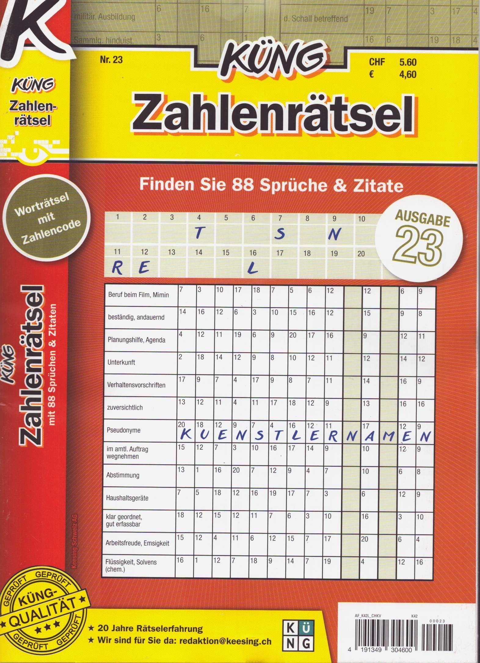 Küng Zahlenrätsel 23/2026