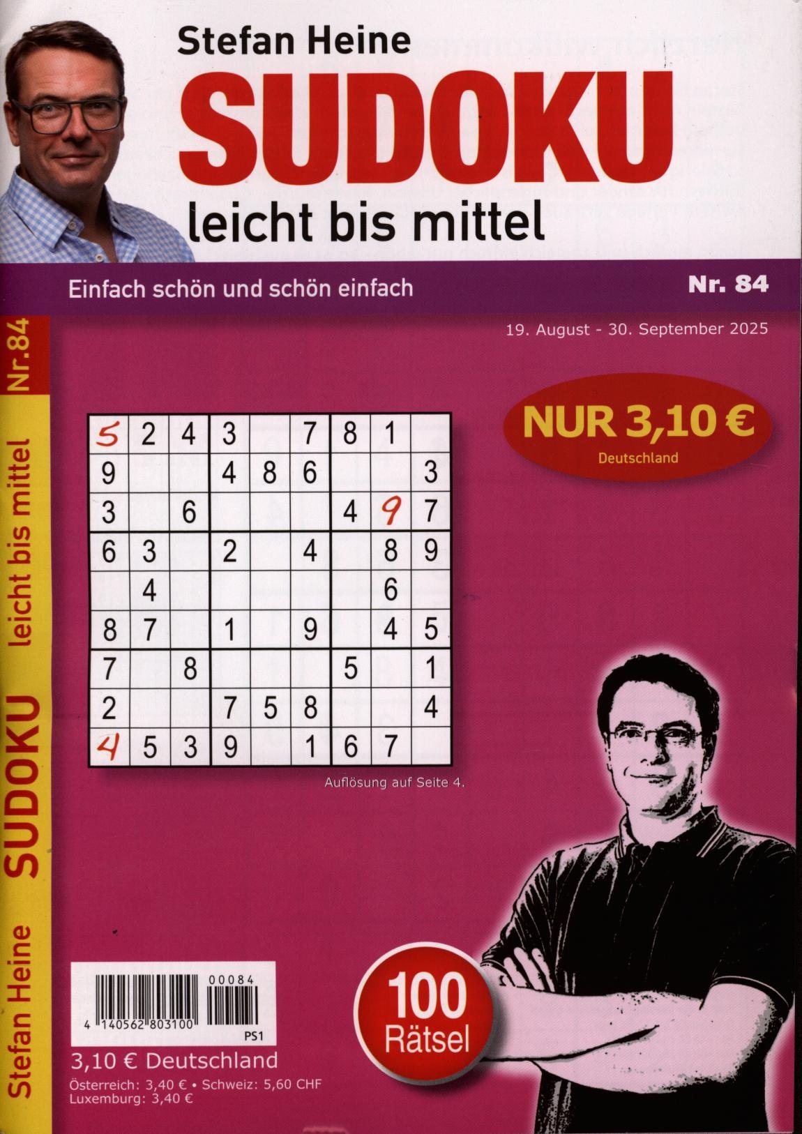 Sudoku leicht bis mittel 84/2025
