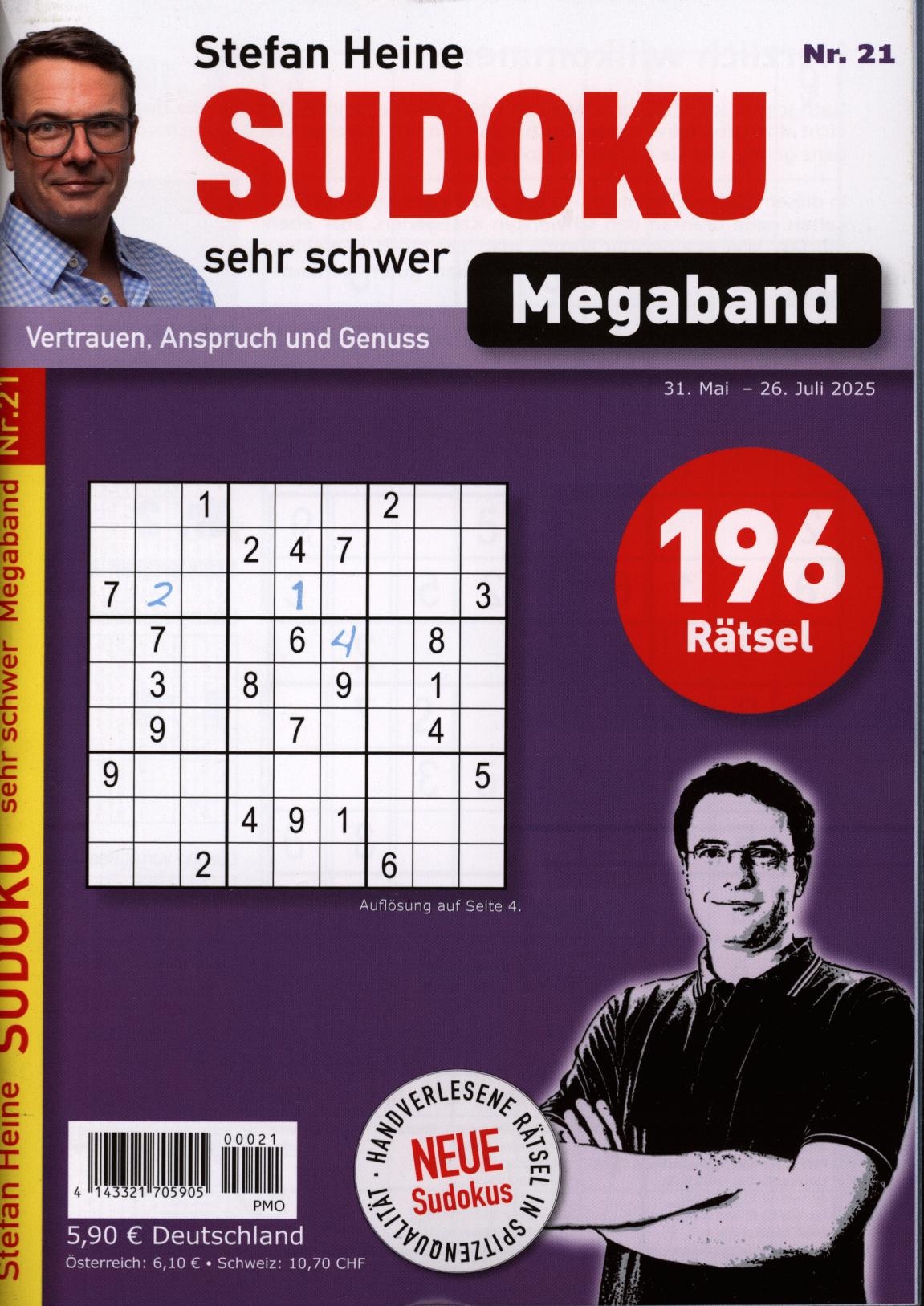 Sudoku sehr schwer MEGABAND 21/2025