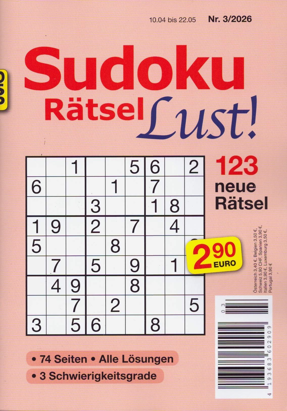 Sudoku Rätsel Lust 3/2026