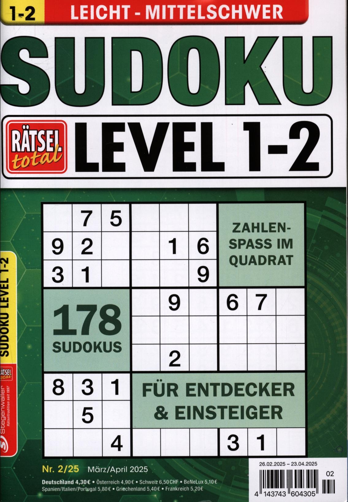 Rätsel total - Sudoku Level 1-2 2/2025