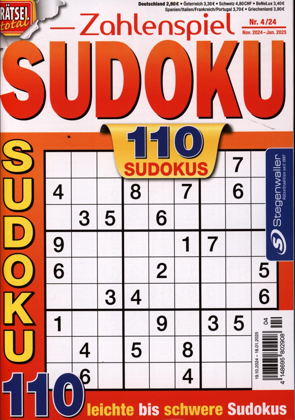 Rätsel total Zahlenspiel Sudoku 4/2024