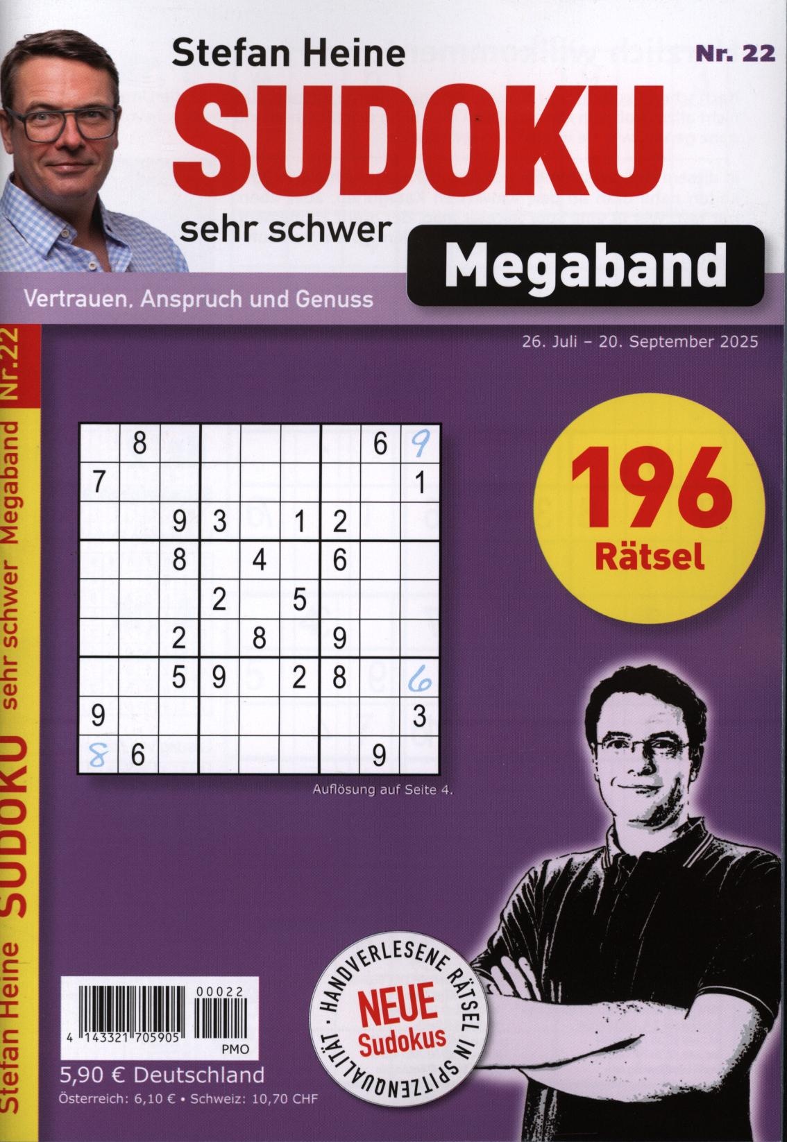 Sudoku sehr schwer MEGABAND 22/2025