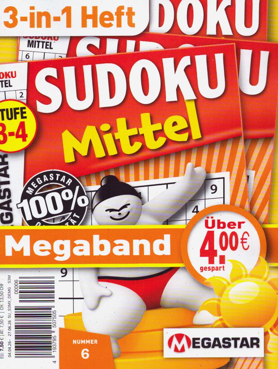 Sudoku Mittel Megaband 3in1 6/2026