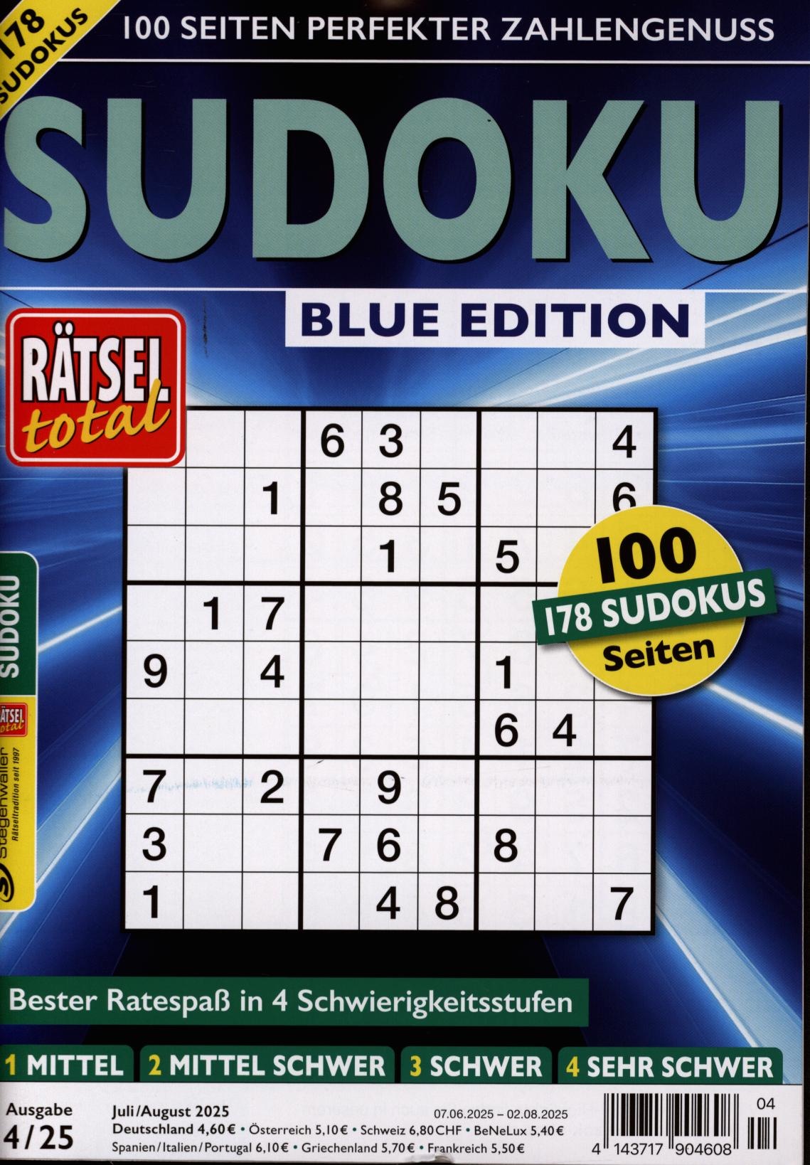 Rätsel total - Sudoku Blue Edition 4/2025