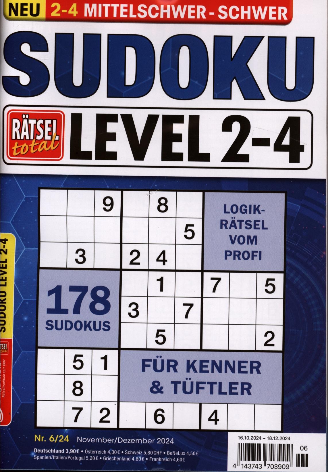 Rätsel total - Sudoku Level 2-4 6/2024