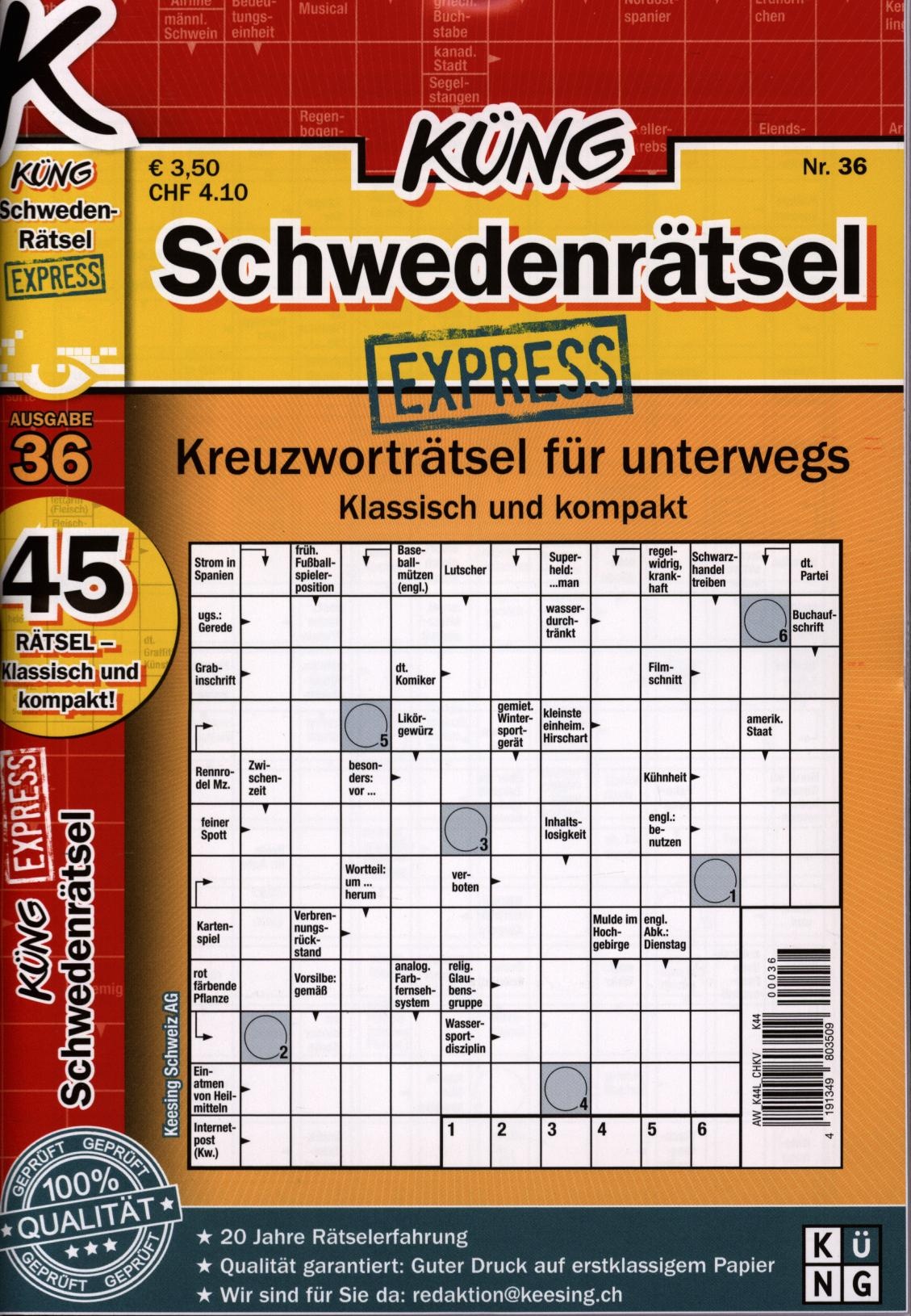 Küng Schwedenrätsel Express 36/2025