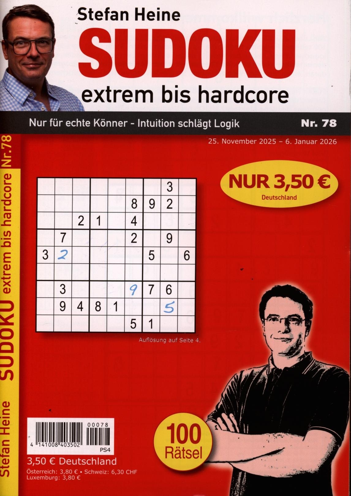 Sudoku extrem bis hardcore 78/2025