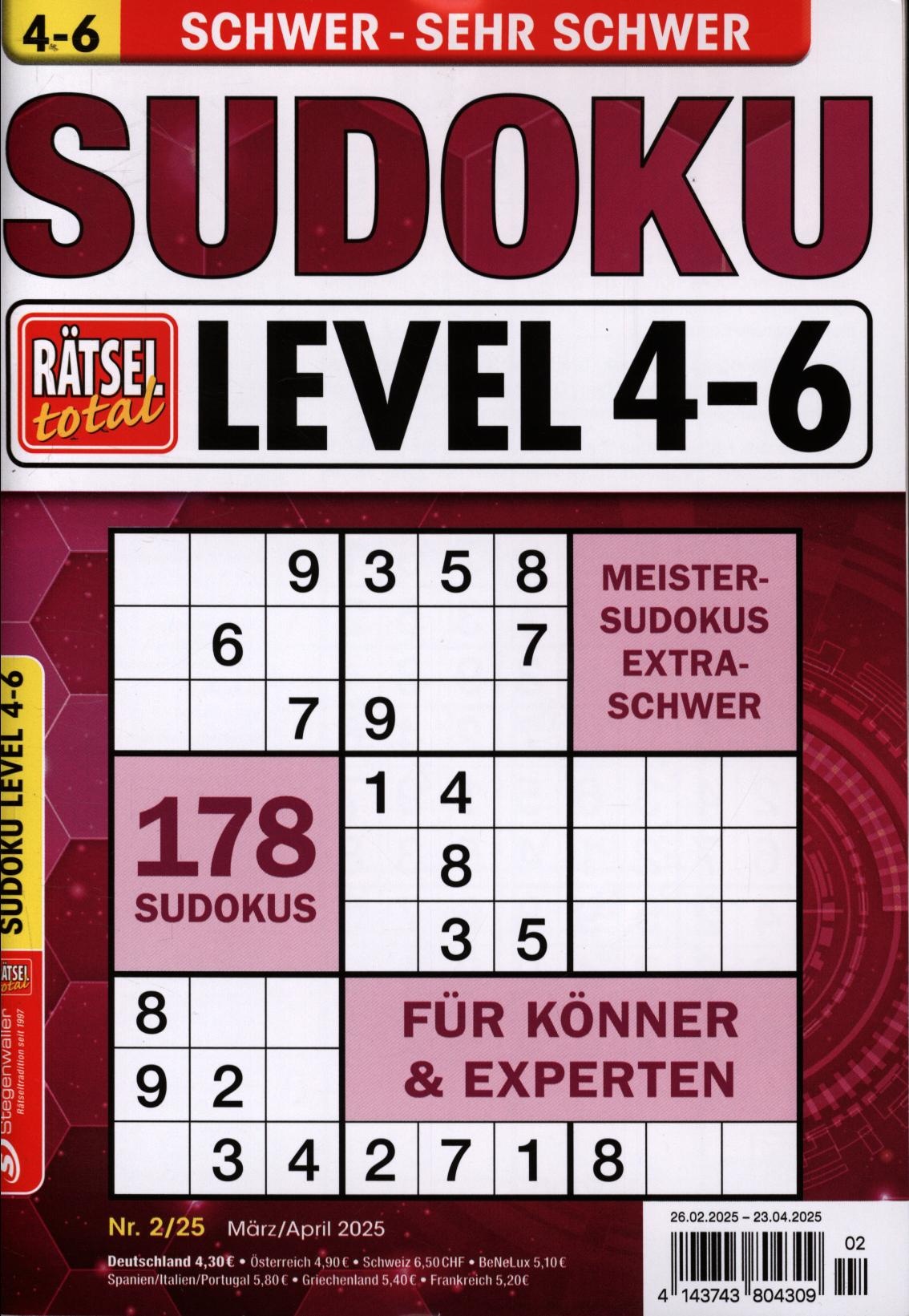 Rätsel total - Sudoku Level 4-6 2/2025