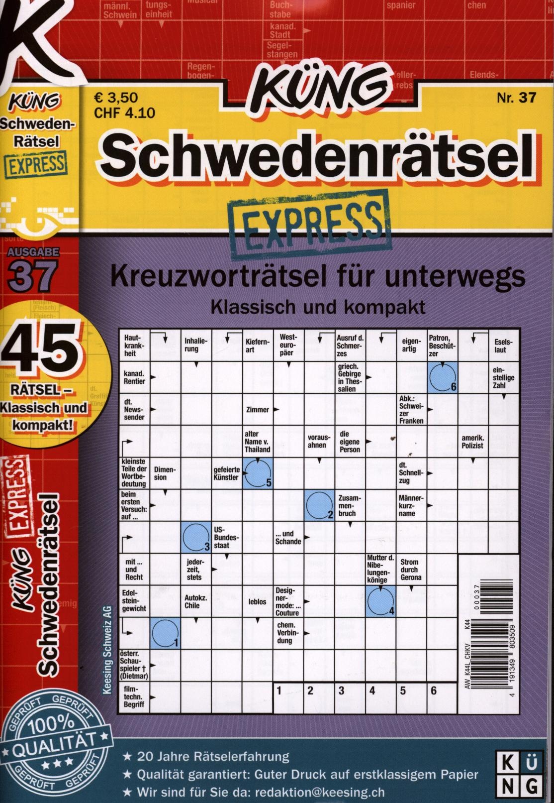 Küng Schwedenrätsel Express 37/2025