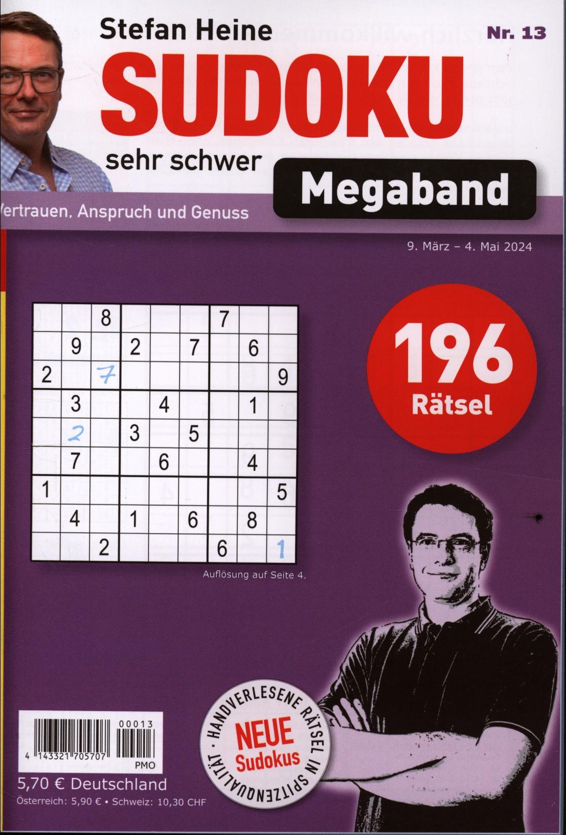 Sudoku sehr schwer MEGABAND 13/2024