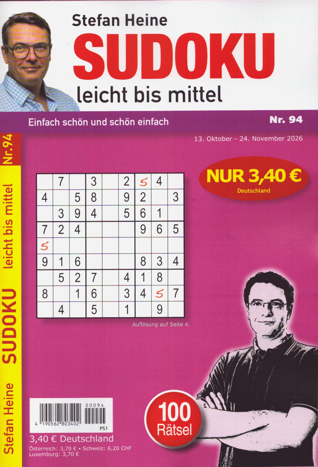Sudoku leicht bis mittel 94/2026