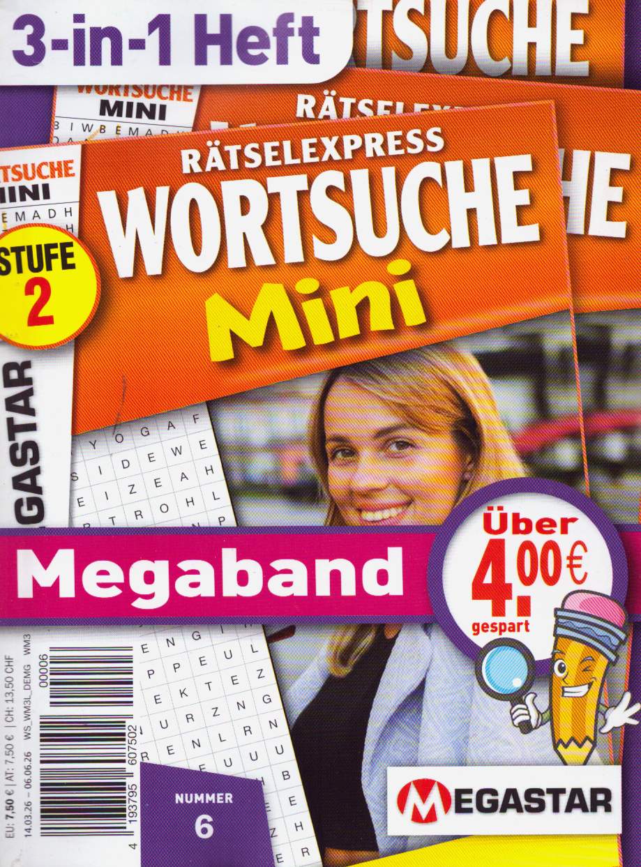 Rätselexpress Wortsuche Mini Megaband 3in1 6/2026
