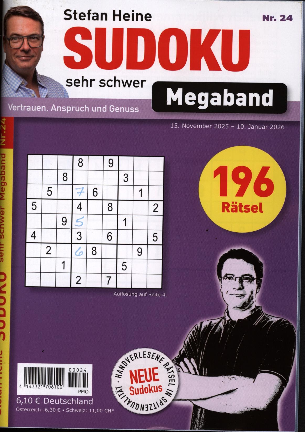 Sudoku sehr schwer MEGABAND 24/2025