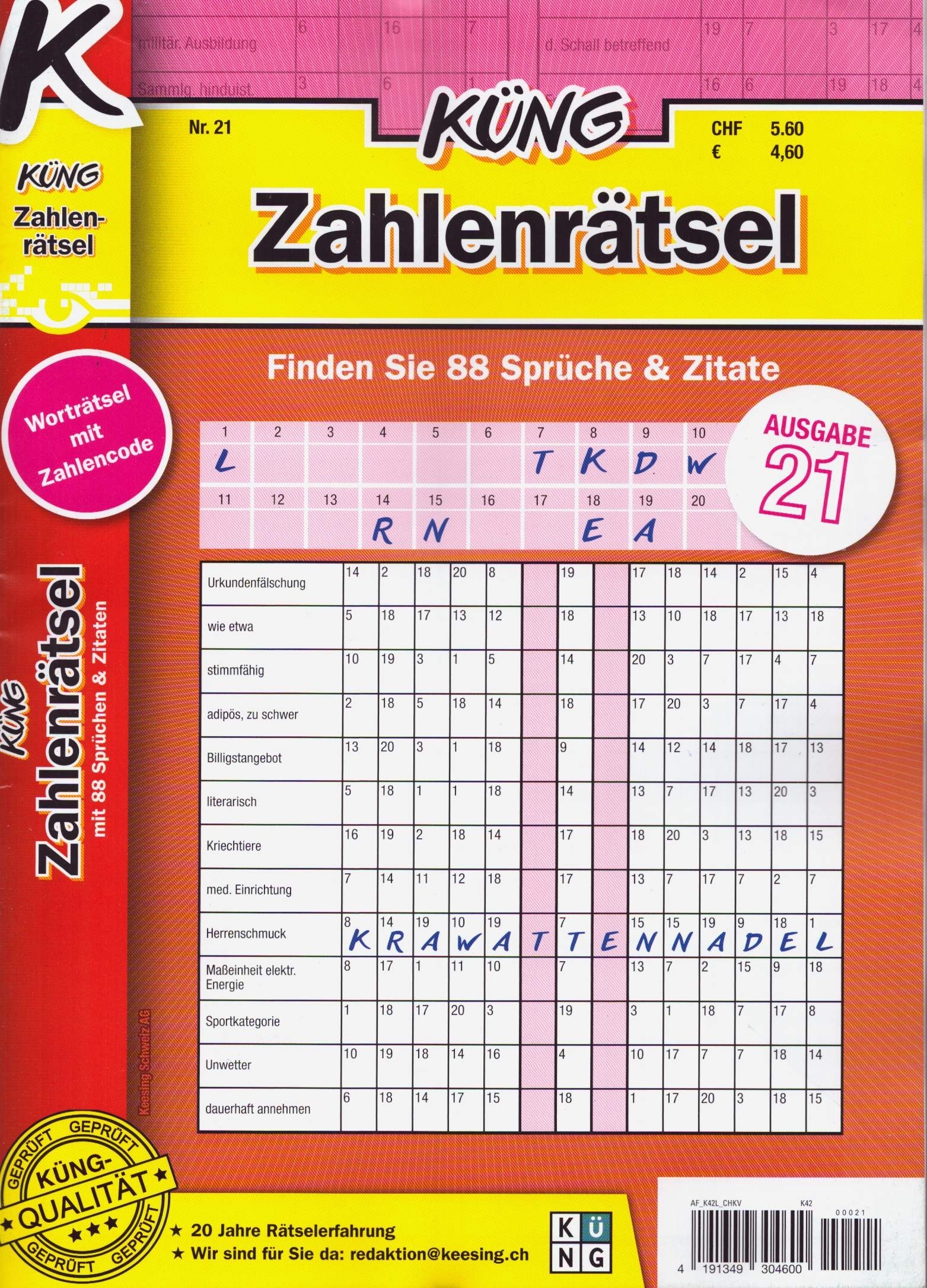 Küng Zahlenrätsel 21/2026